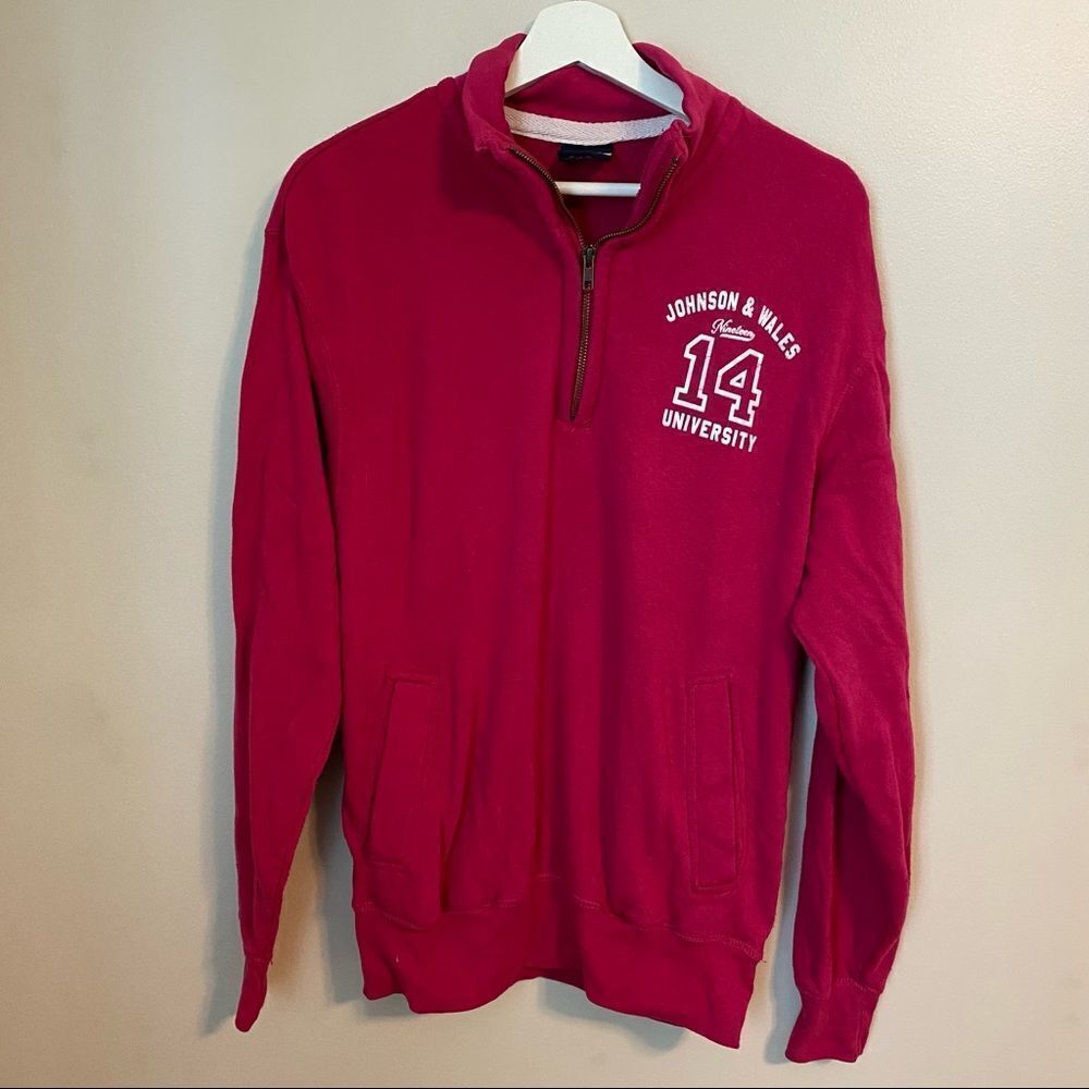 Johnson & Wales University Quarter Zip Sweatshirt Pink 1914 Collegiate Casual